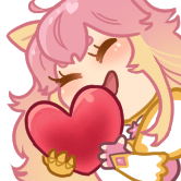 elspie's sona holds a red heart in her hands.