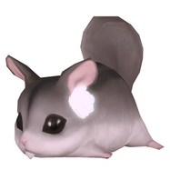 nutkin from final fantasy xiv, sporting an elpis flower tucked behind its ear, lays on the ground in this transparent image.